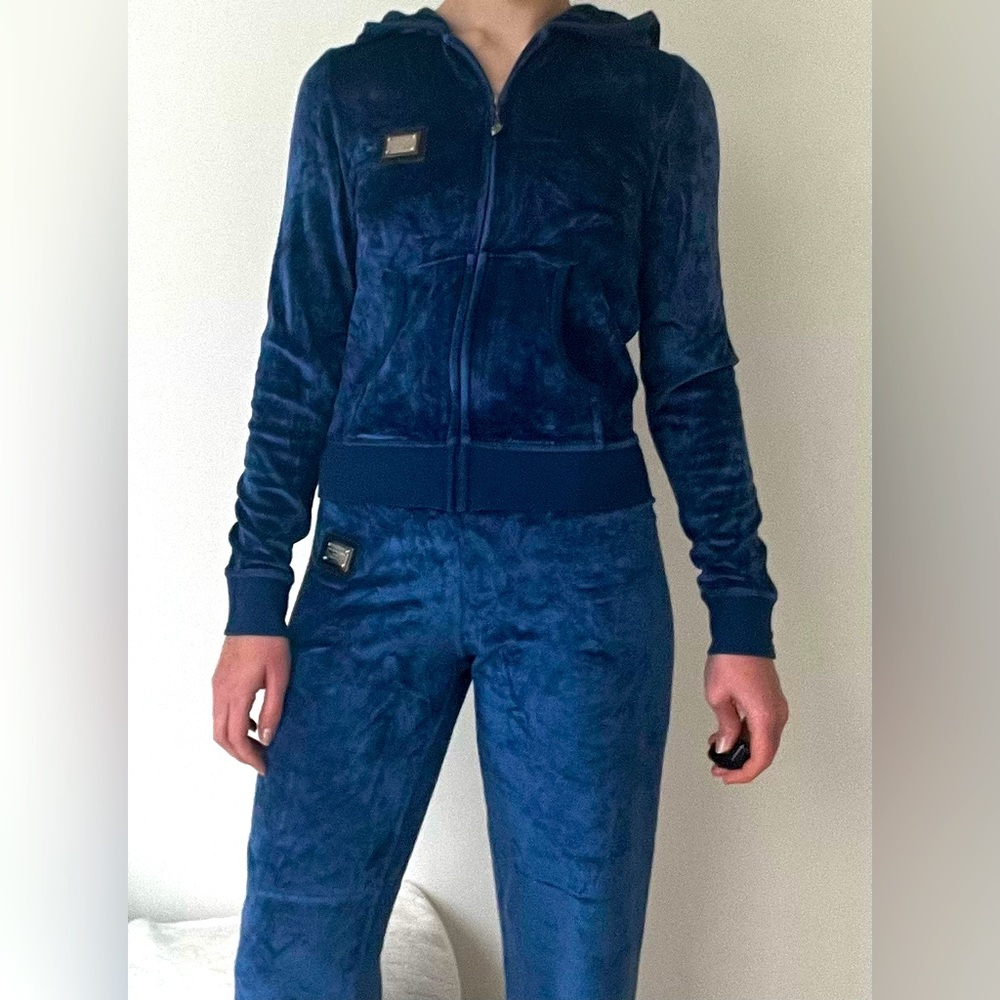 Philip Plain Blue Velour Tracksuit Women’s